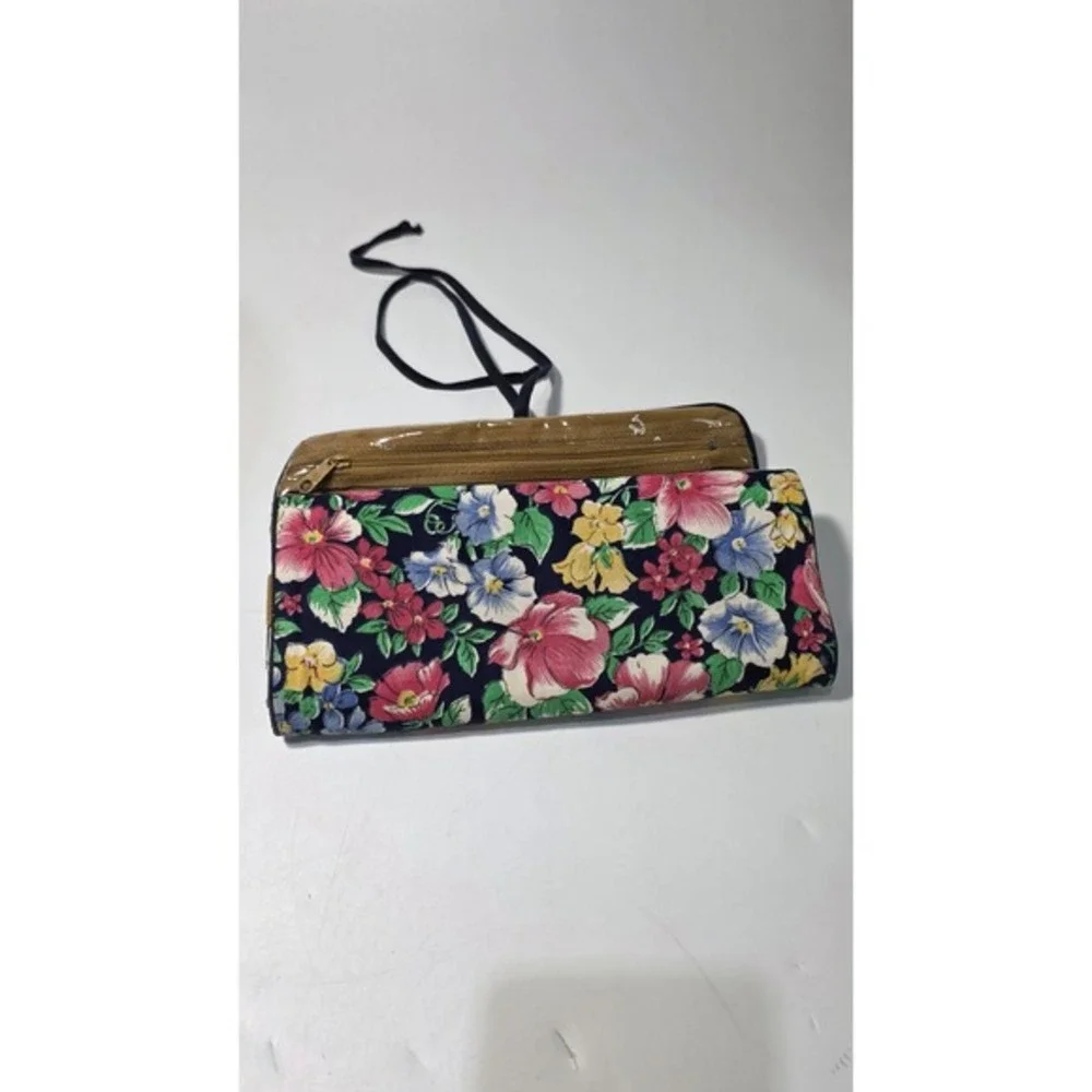 Vintage Ted Lapidus Paris Floral‎ Fabric Travel Jewelry Organizer Roll